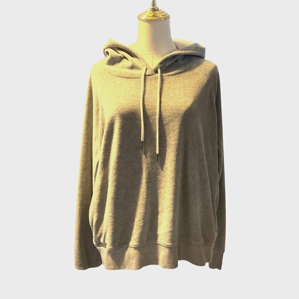 I. Crew Women’s Velour Pullover Hoodie. Gray. Size Large